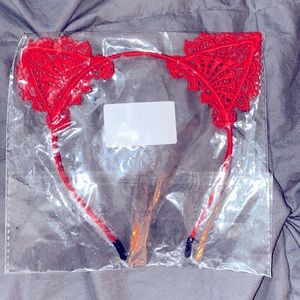 Lace Cat Ears Headband Halloween Sexy Cosplay Costume Kitty Ears Red